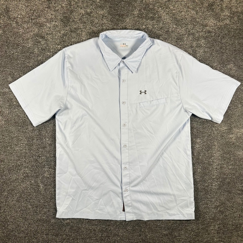 Under Armour Shirt Mens XL AllSeasonGear Blue Button Down Short Sleeve Prototype